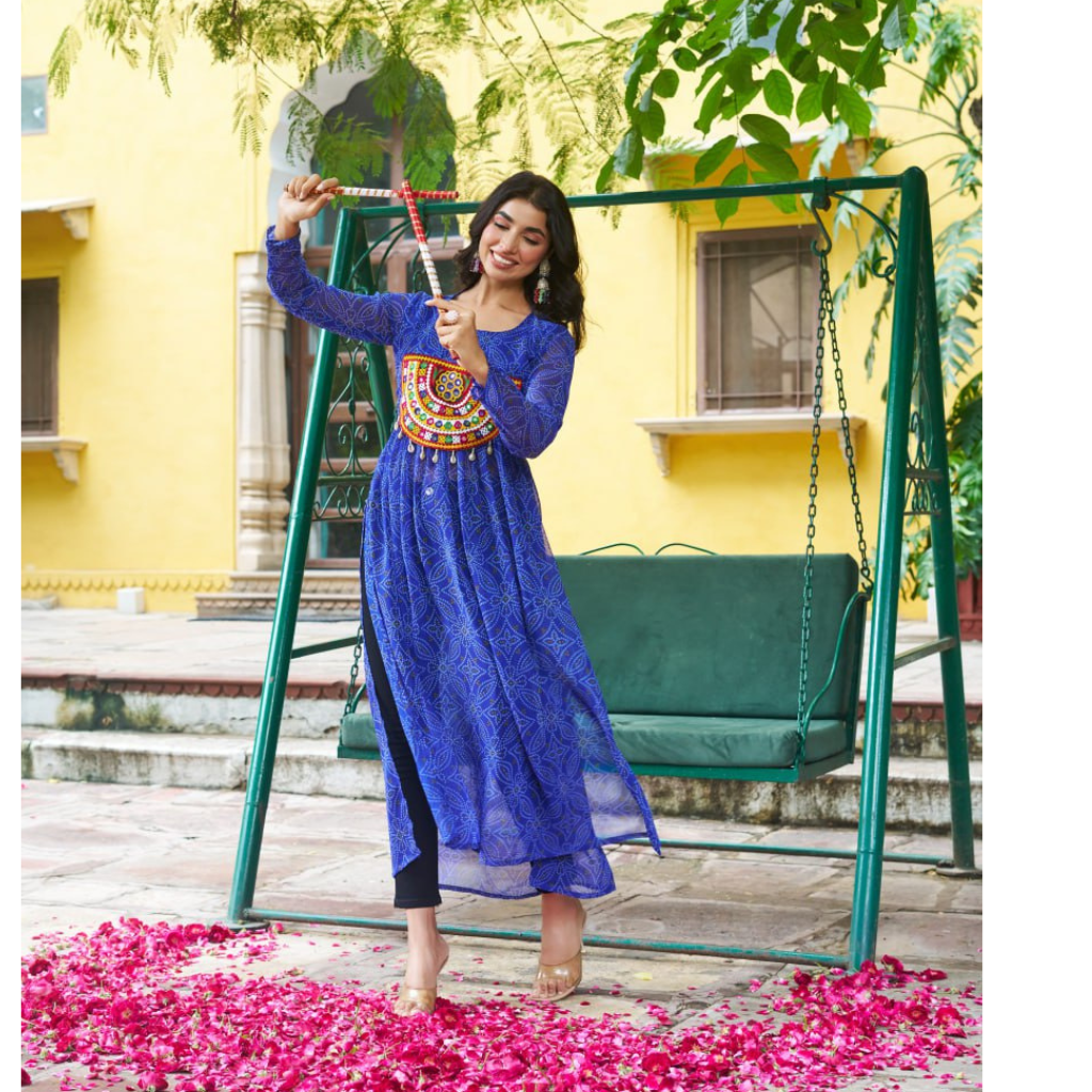 Navratri Garba Bandhej Print Women’s Kurti mahezon