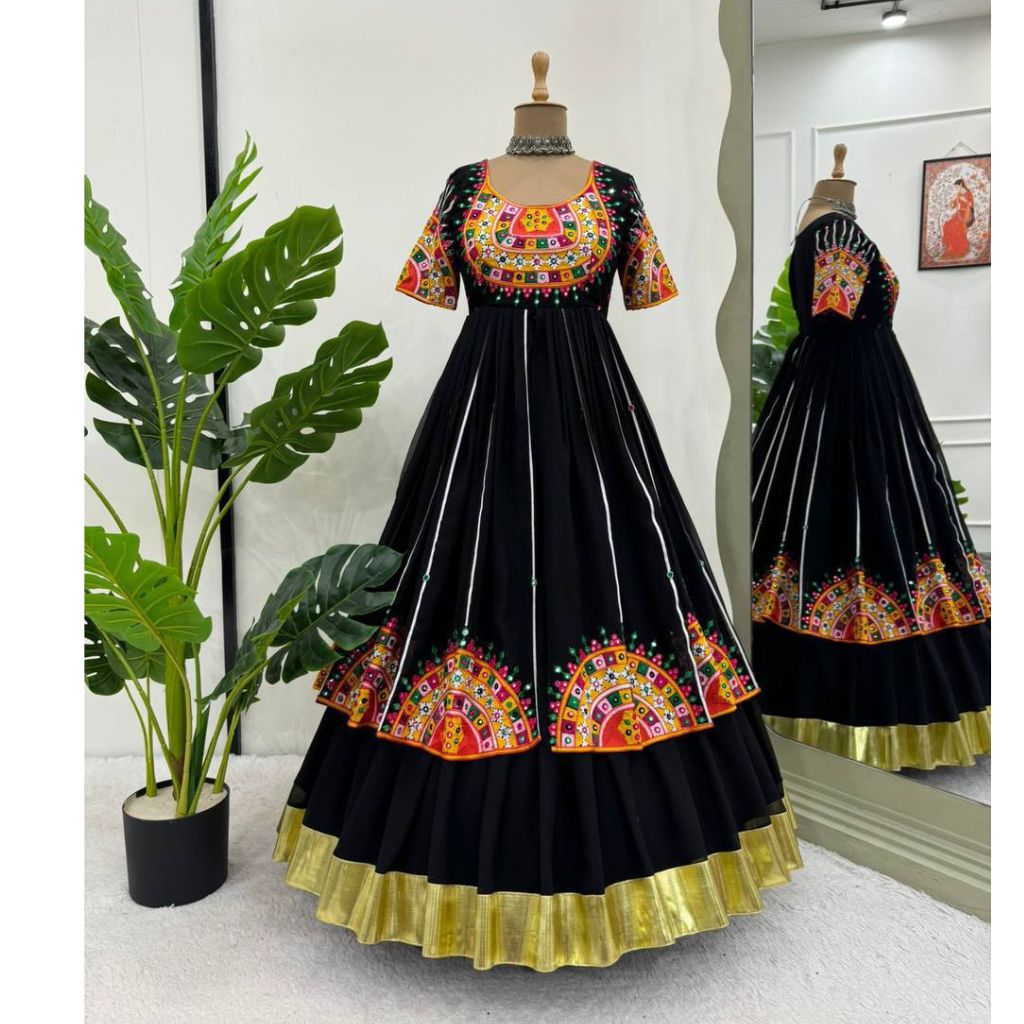 Navratri Garba Embroidery Black Women Lehenga Blouse mahezon