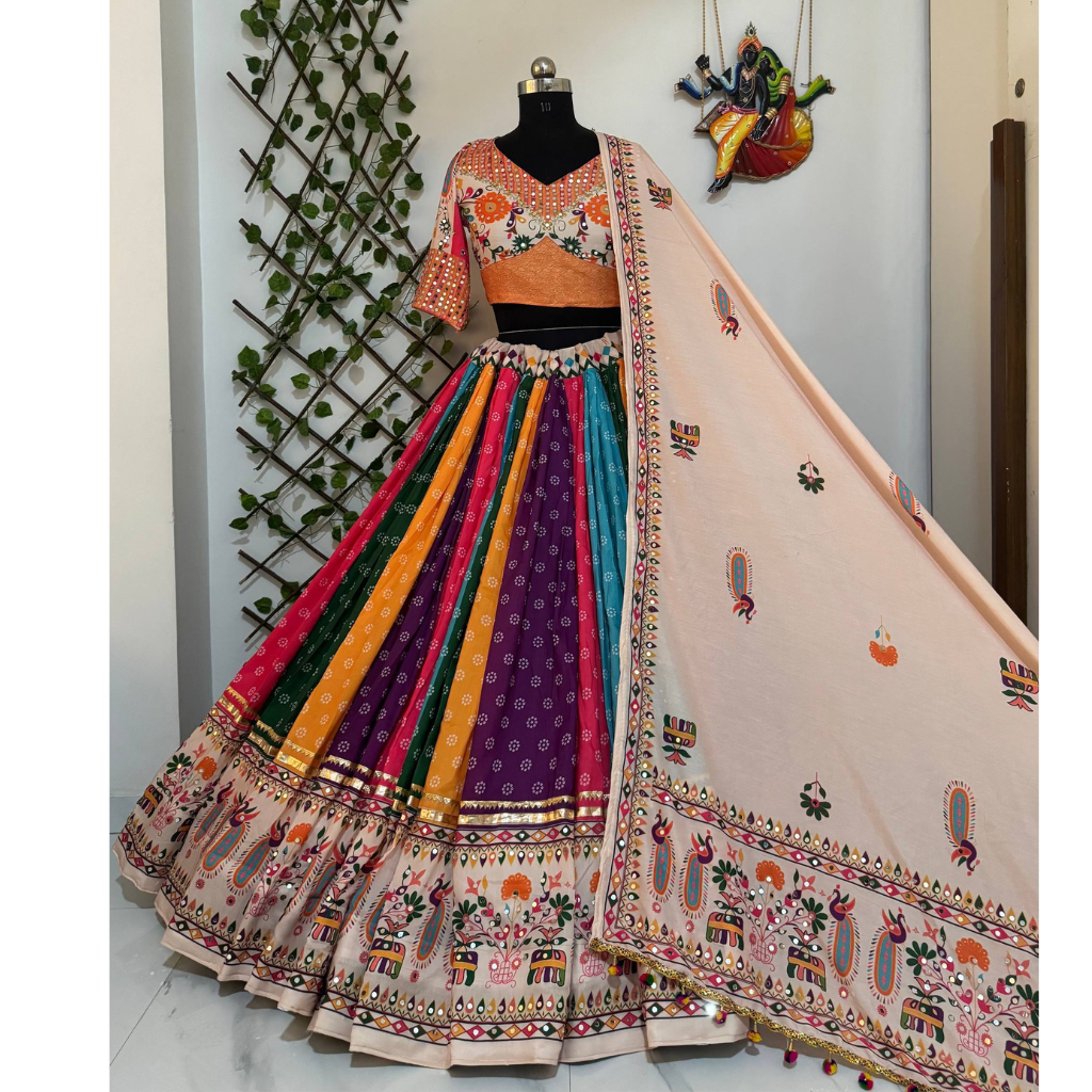 Navratri Garba Embroidery Mirror Work Women Chaniya Choli mahezon
