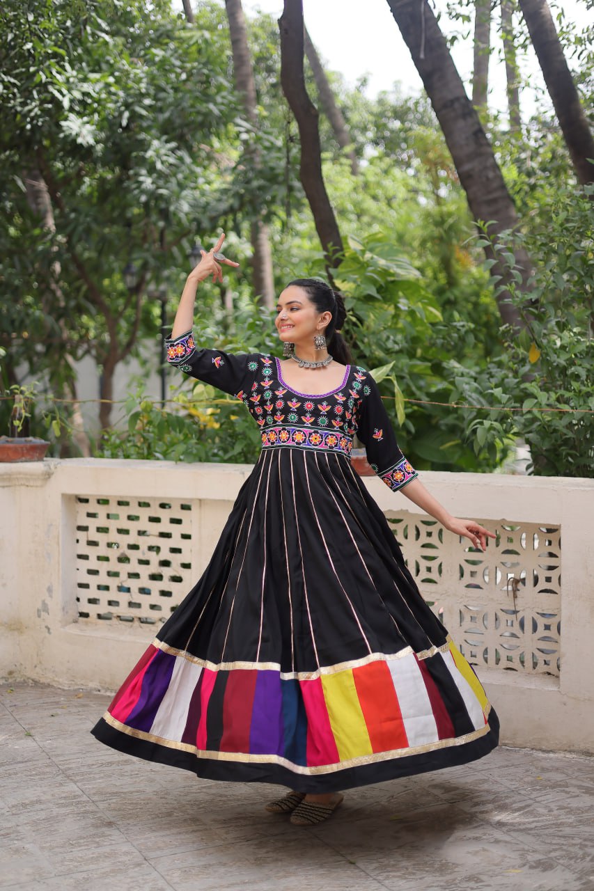 Navratri Garba Traditional Embroidery Women Gown mahezon