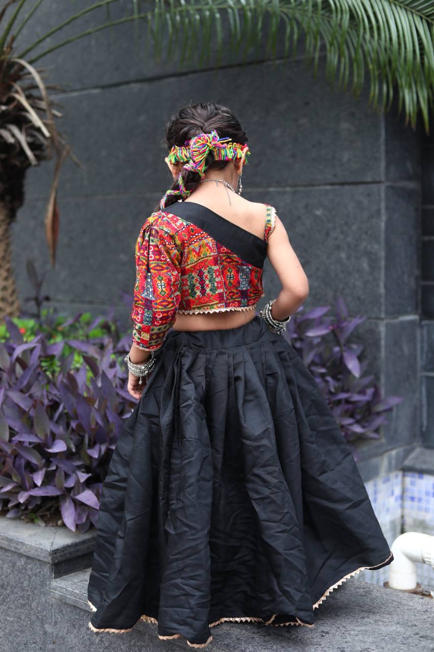Navratri Garba Kids Girls Black Lehenga Blouse mahezon