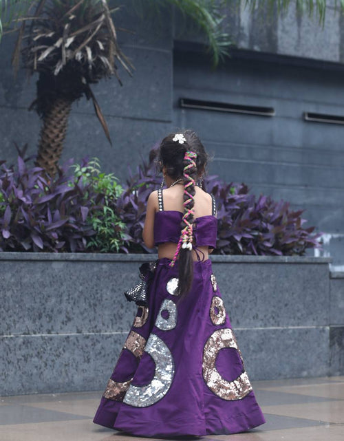 Load image into Gallery viewer, Navratri Garba Kids Girls Purple Lehenga Blouse mahezon
