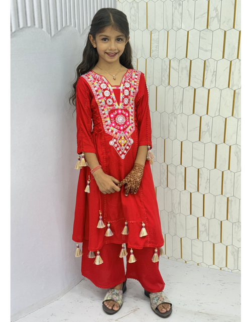 Load image into Gallery viewer, Navratri Garba Kids Girls Kurti Palazzo Dress mahezon
