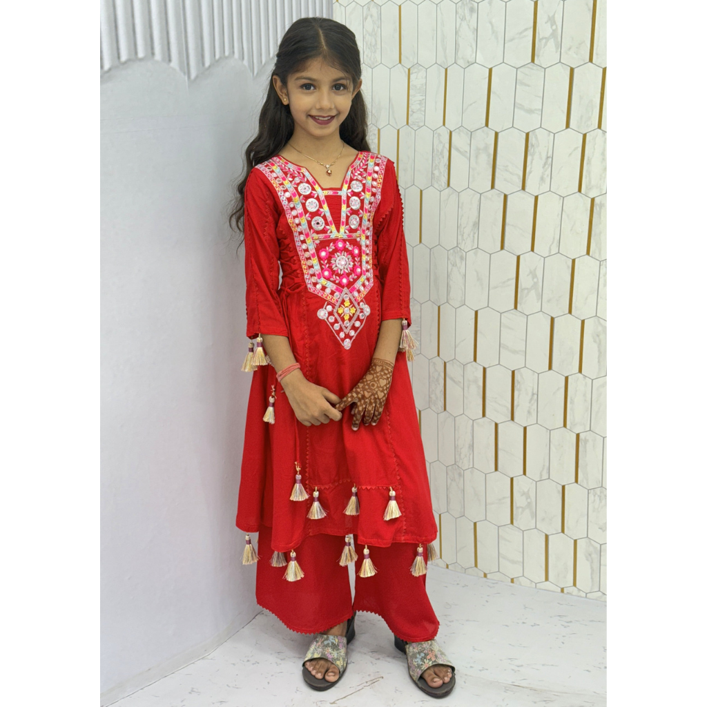 Navratri Garba Kids Girls Kurti Palazzo Dress mahezon