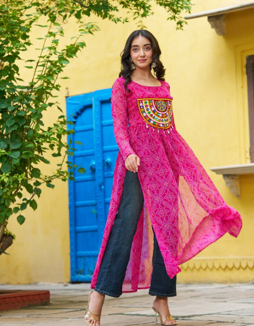 Load image into Gallery viewer, Navratri Garba Bandhej Print Women’s Kurti mahezon
