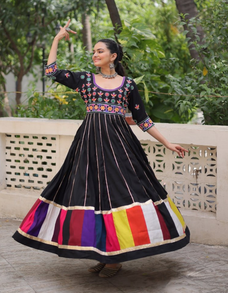 Navratri Garba Traditional Embroidery Women Gown mahezon