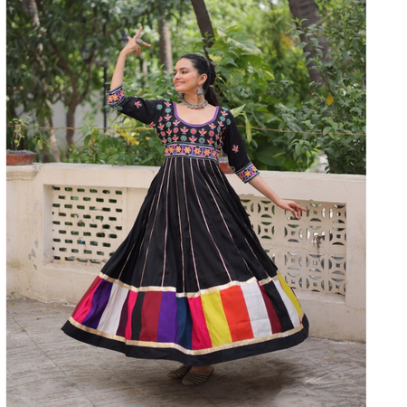 Navratri Garba Traditional Embroidery Women Gown mahezon