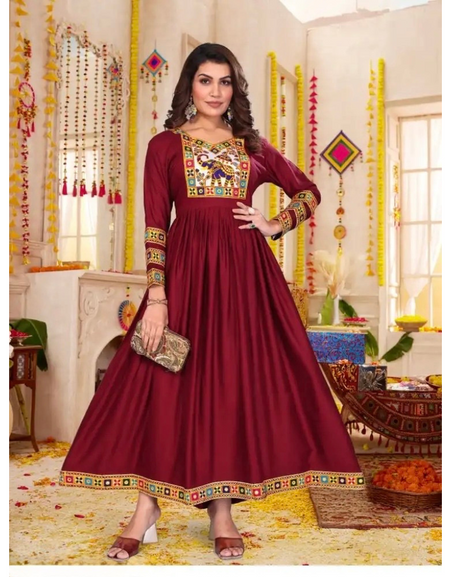 Navratri Garba Traditional Embroidery Indian Women Gown mahezon