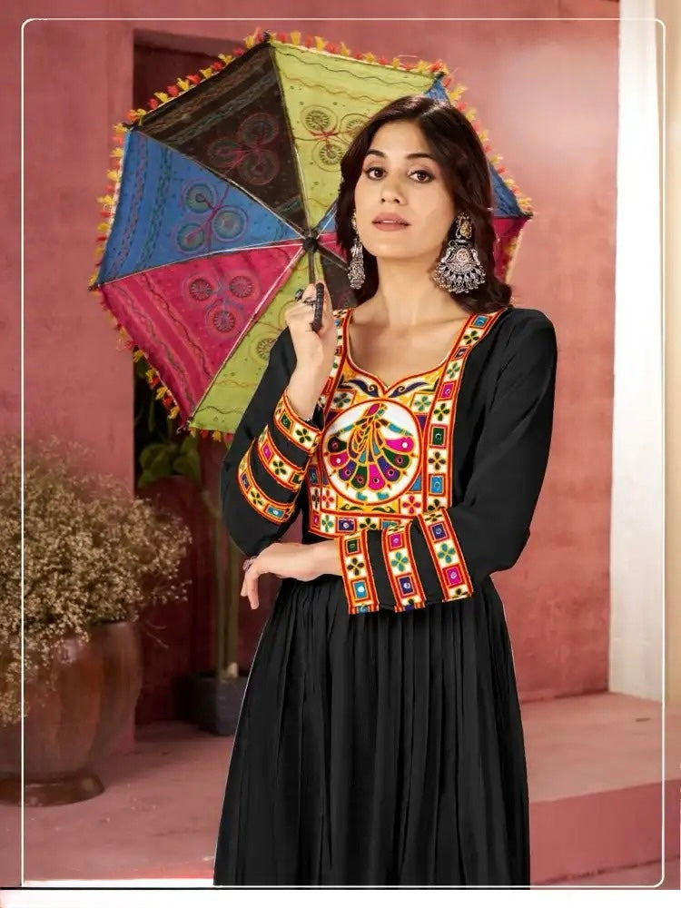 Navratri Garba Traditional Embroidery Indian Women Gown mahezon