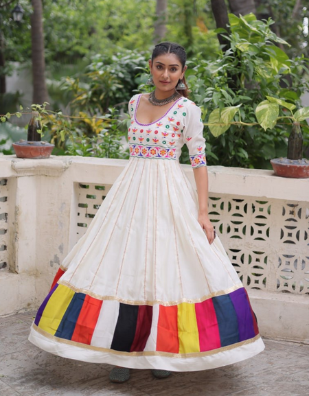 Navratri Garba Traditional Embroidery Women Gown mahezon