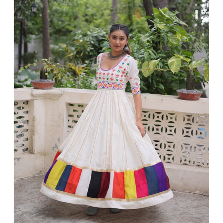 Navratri Garba Traditional Embroidery Women Gown mahezon