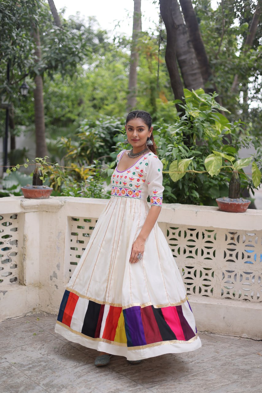 Navratri Garba Traditional Embroidery Women Gown mahezon