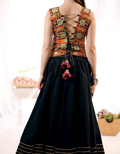 Load image into Gallery viewer, Navratri Indian Black Garba Embroidery Mirror Work Women Lehenga Choli mahezon
