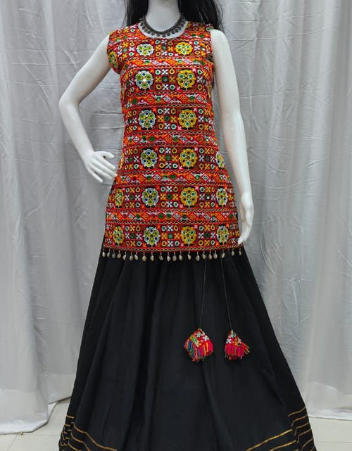 Load image into Gallery viewer, Navratri Indian Black Garba Embroidery Mirror Work Women Lehenga Choli mahezon
