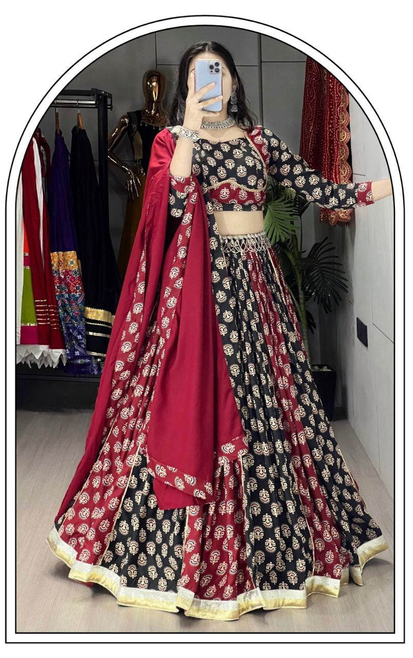 Navratri Special Ajarakh Women Lehenga Choli mahezon