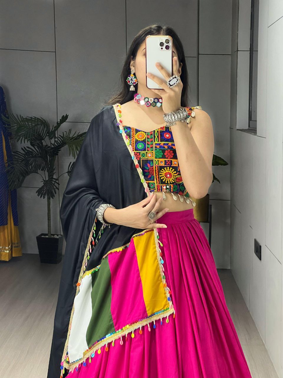 Navratri Special Pink Embroidery Premium Women Lehenga Choli mahezon