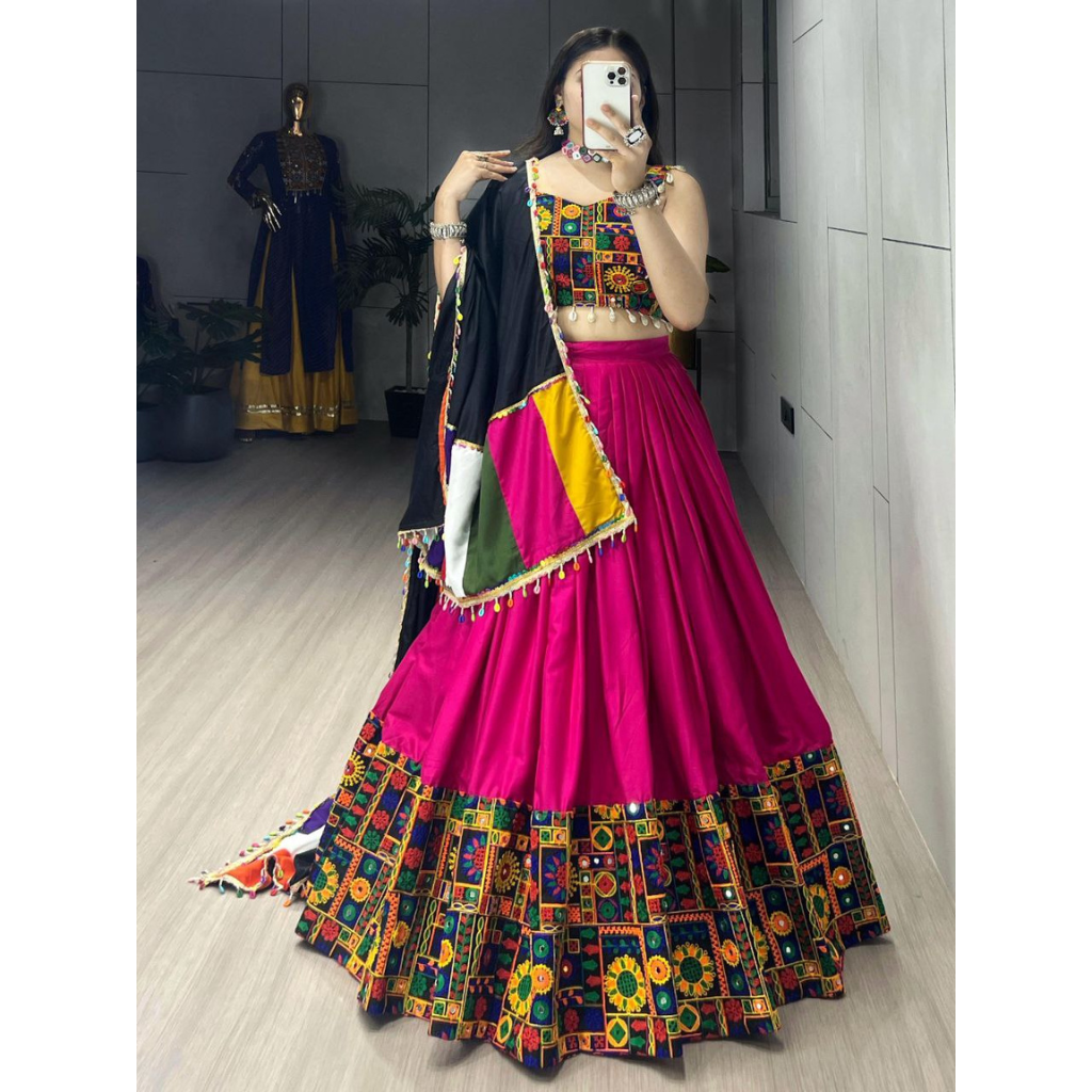 Navratri Special Pink Embroidery Premium Women Lehenga Choli mahezon