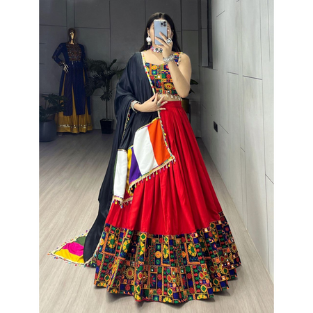 Navratri Special Red Embroidery Premium Women Lehenga Choli mahezon