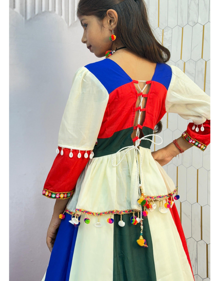 Navratri Special White Kids Girls Chaniya Choli Dupatta mahezon