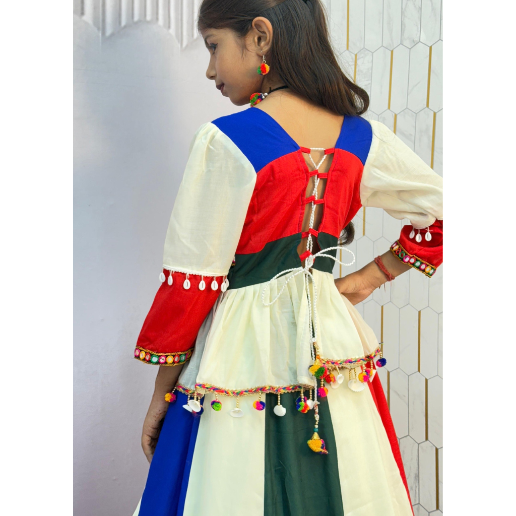 Navratri Special White Kids Girls Chaniya Choli Dupatta mahezon