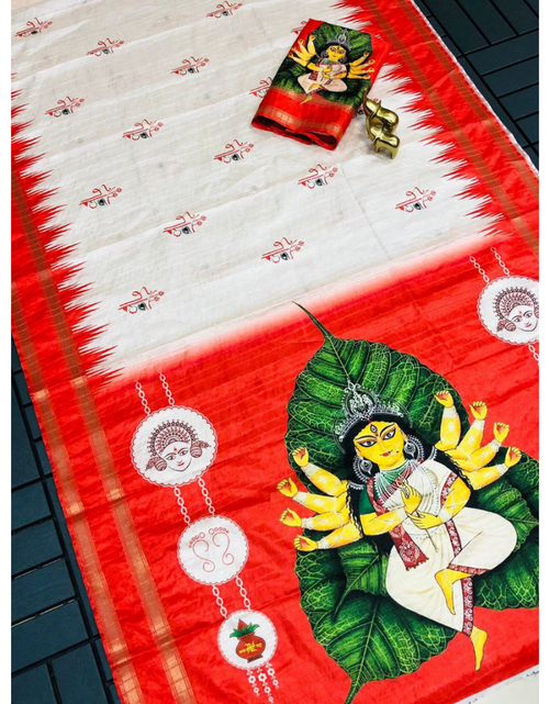 Load image into Gallery viewer, Navratri Special Women Durga Puja Saree mahezon
