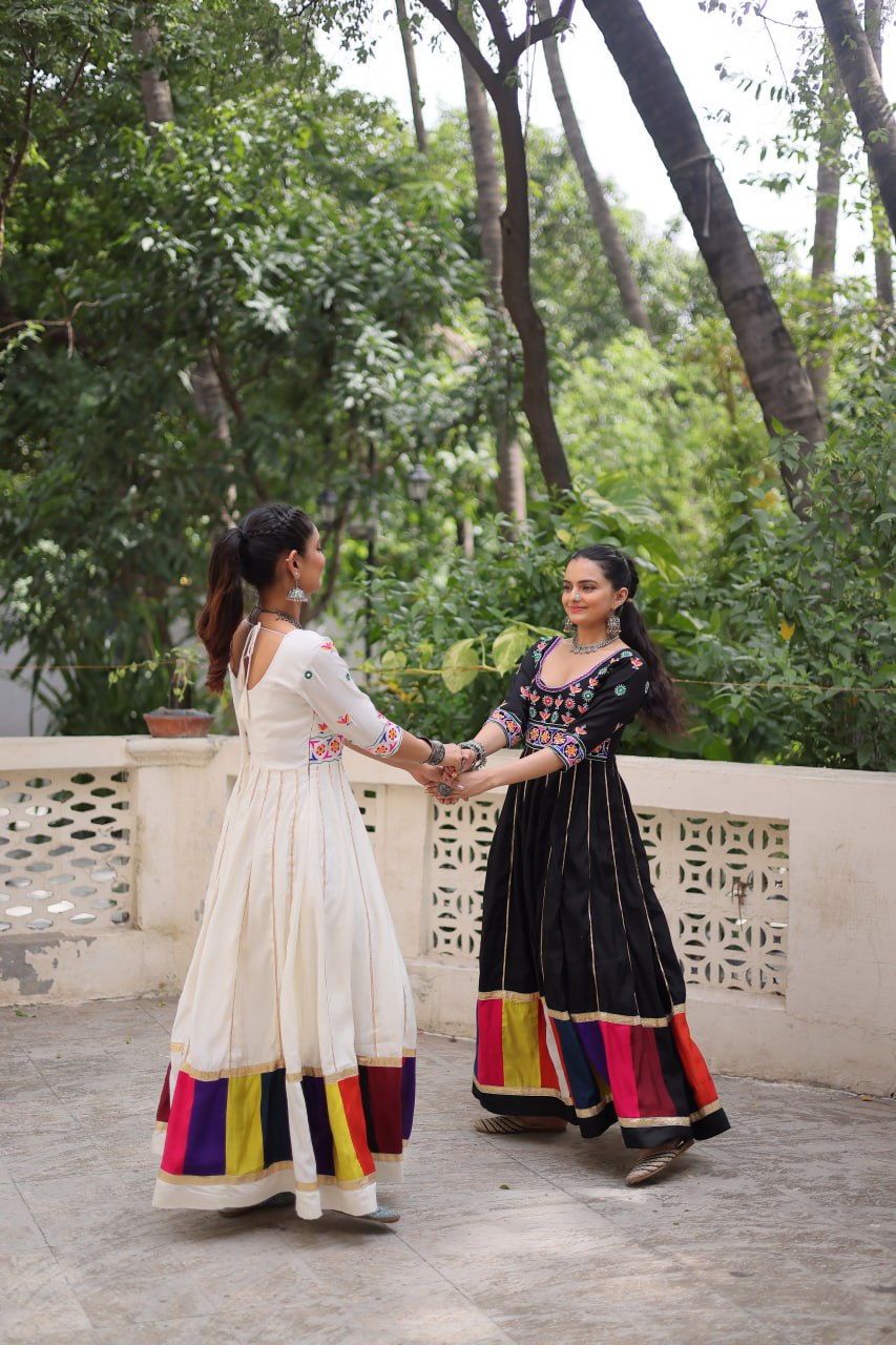 Navratri Garba Traditional Embroidery Women Gown mahezon