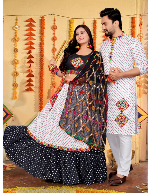 Load image into Gallery viewer, Navratri Traditional Indian White Couple Wear Same Matching Outfits Set mahezon
