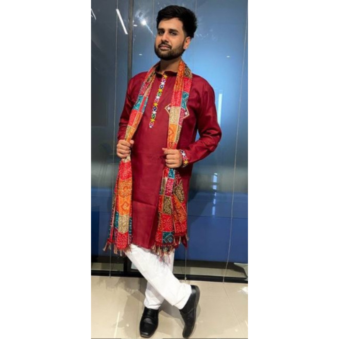 Navratri Traditional Stylish Men Kurta Dupatta mahezon