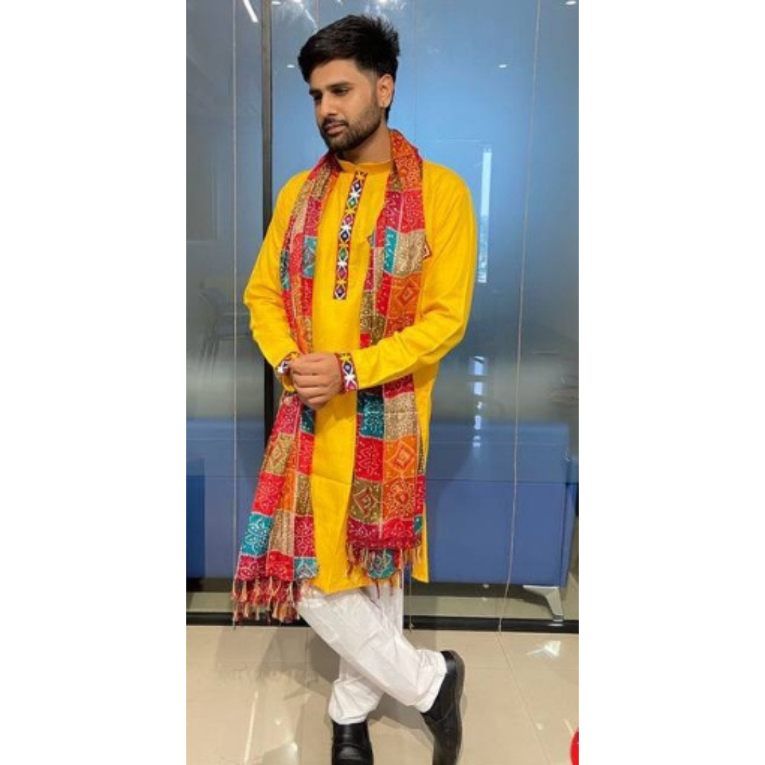 Navratri Traditional Stylish Men Kurta Dupatta mahezon