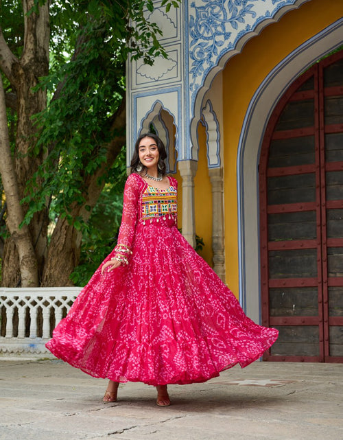 Load image into Gallery viewer, Navratri Traditional Women Bandhani Print Gown mahezon
