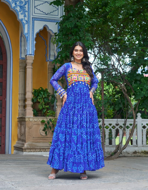 Load image into Gallery viewer, Navratri Traditional Women Bandhani Print Gown mahezon
