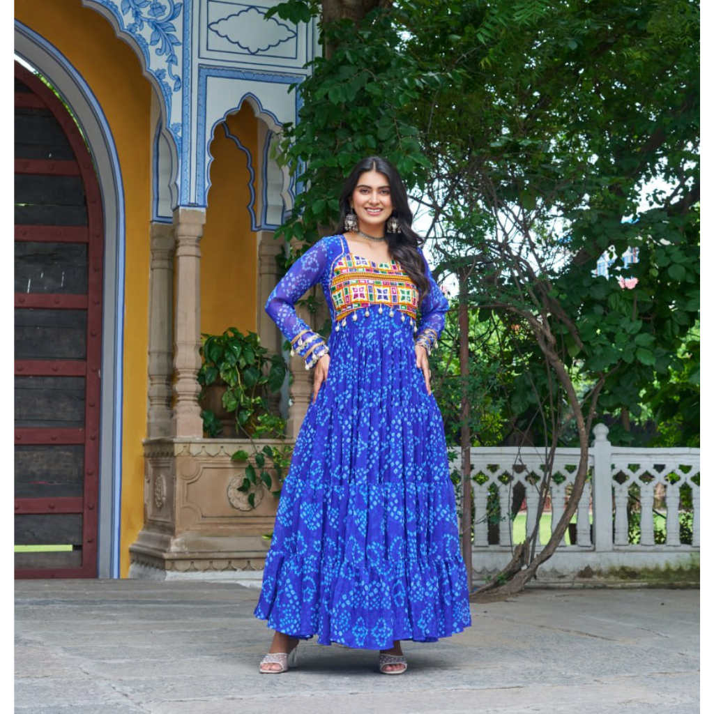 Navratri Traditional Women Bandhani Print Gown mahezon
