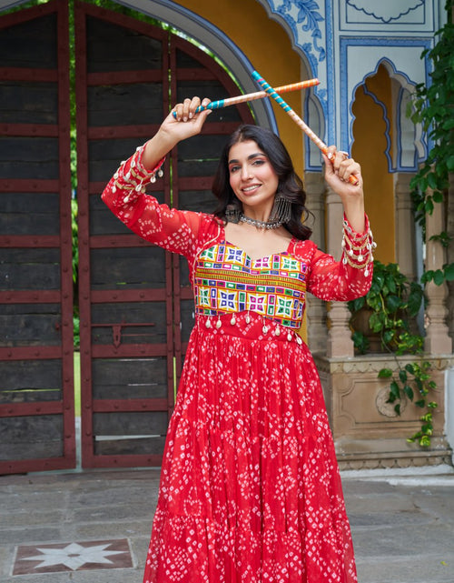 Load image into Gallery viewer, Navratri Traditional Women Bandhani Print Gown mahezon
