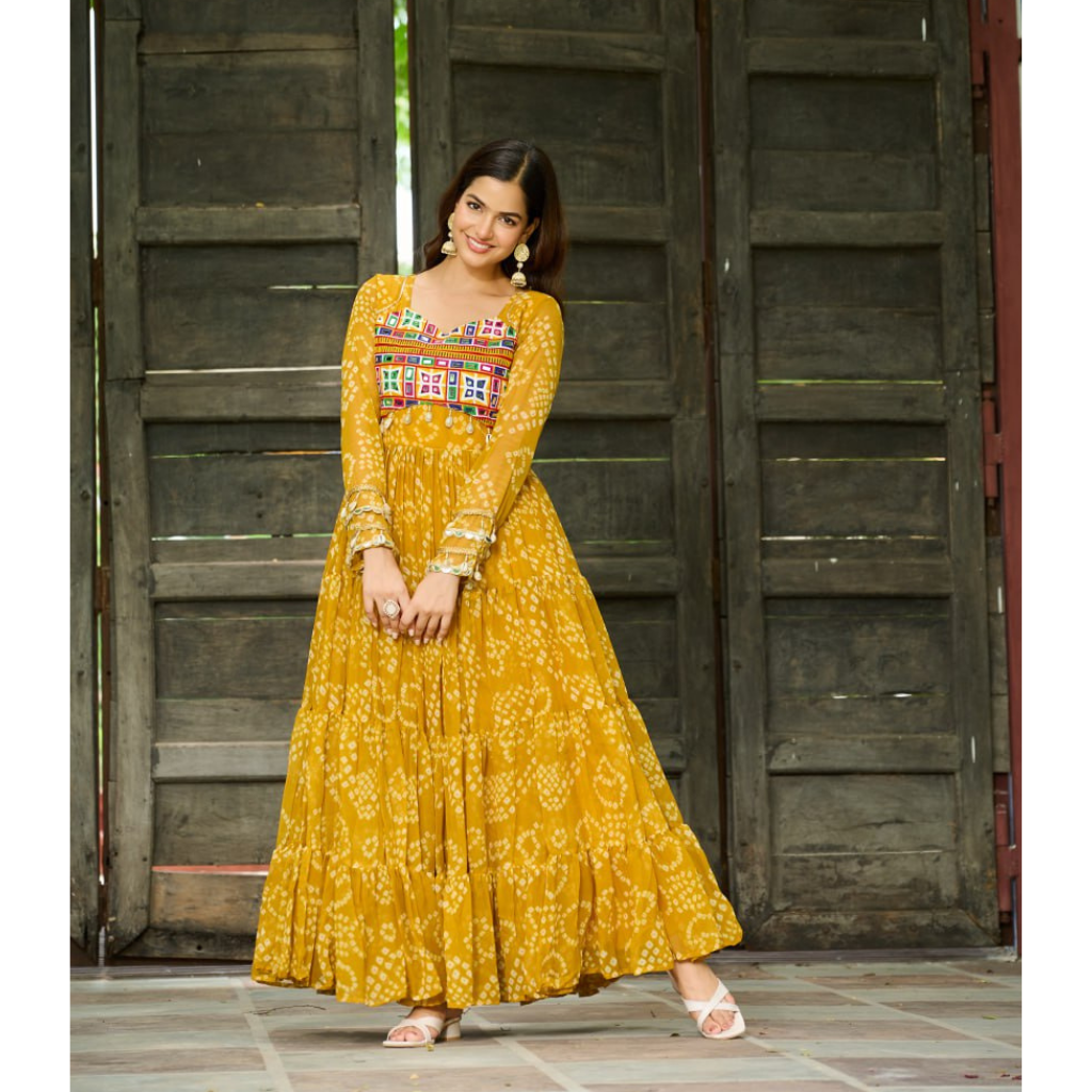 Navratri Traditional Women Bandhani Print Gown mahezon
