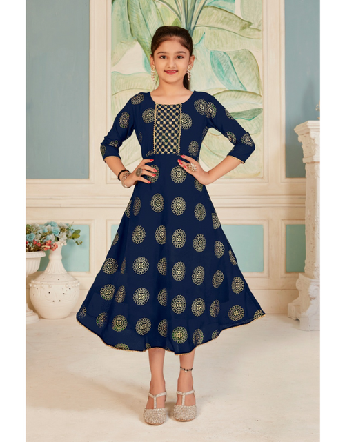 Load image into Gallery viewer, Beautiful Navy Blue Kids Girl Party wear Gown
