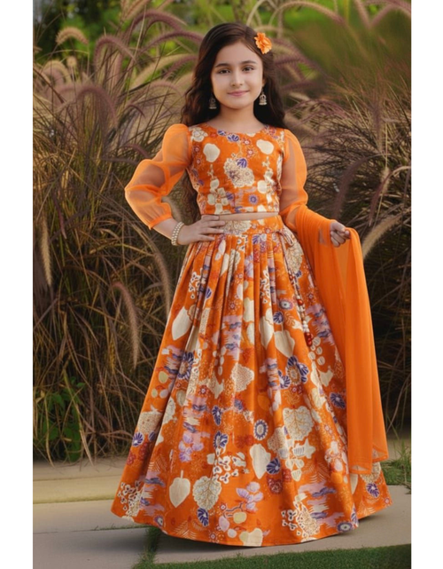 Load image into Gallery viewer, Stylish Readymade Girl Kids Lehenga Blouse Dupatta mahezon
