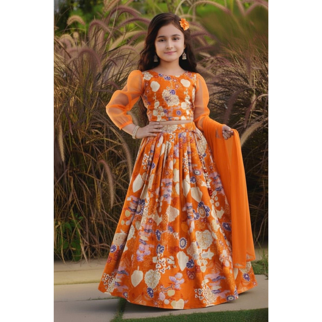 Stylish Readymade Girl Kids Lehenga Blouse Dupatta mahezon