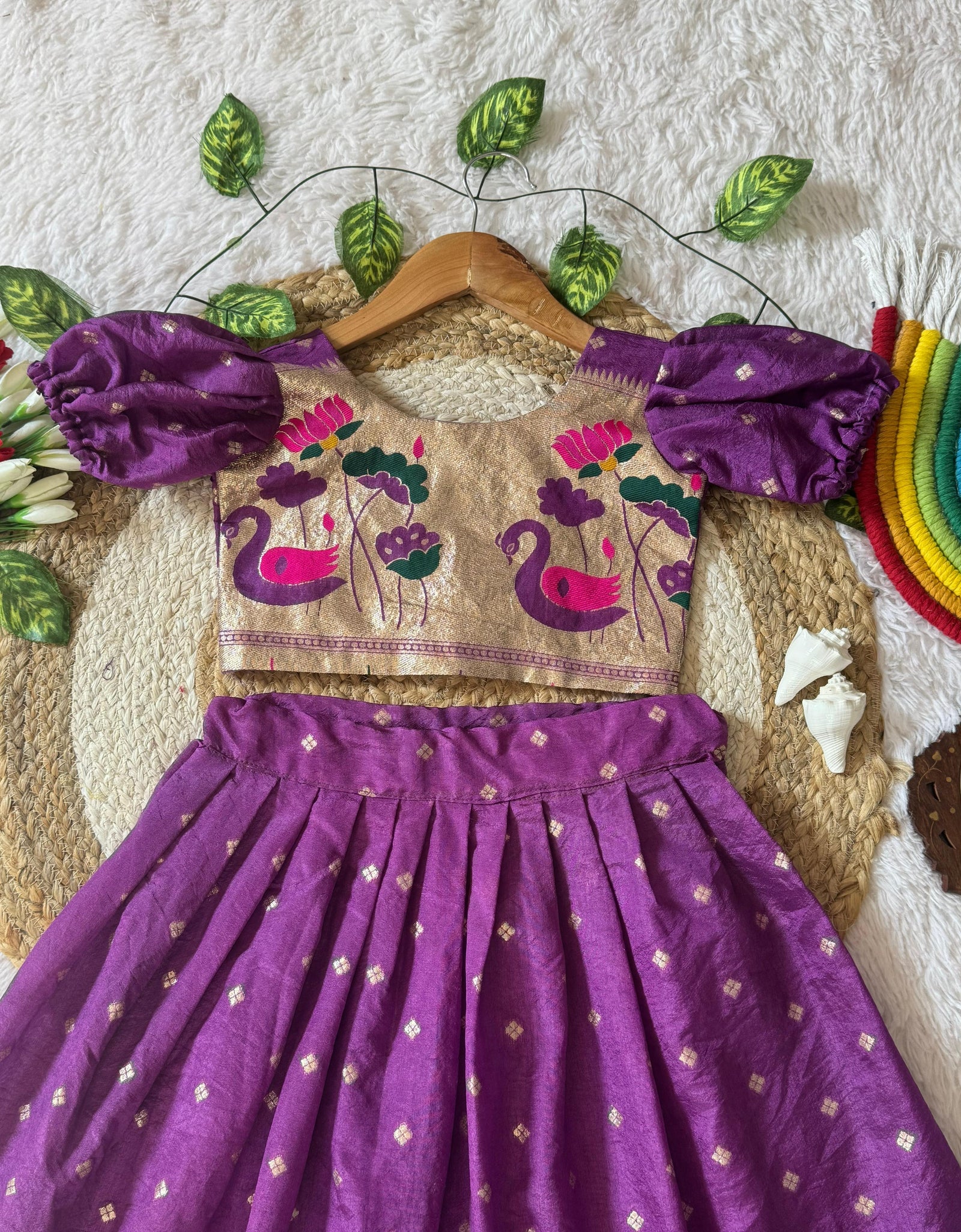 Festive Paithani Kids Girl Lehenga Choli Set mahezon