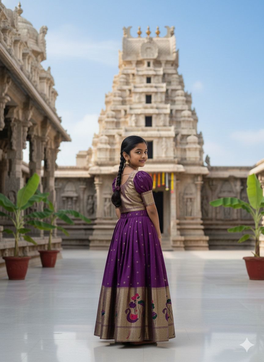 Festive Paithani Kids Girl Lehenga Choli Set mahezon