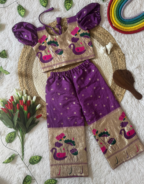Load image into Gallery viewer, Stylish Paithani Style Kids Girl Co-Ord set mahezon

