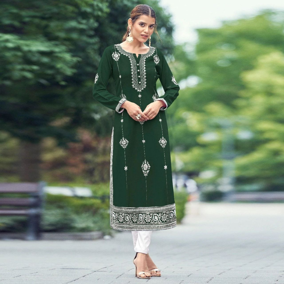 Party Wear Lucknowi Women Kurta Pant Suit mahezon