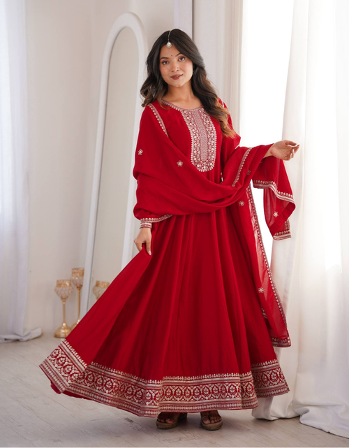 Load image into Gallery viewer, Party Wear Designer Anarkali Women Gown with Dupatta Suit mahezon
