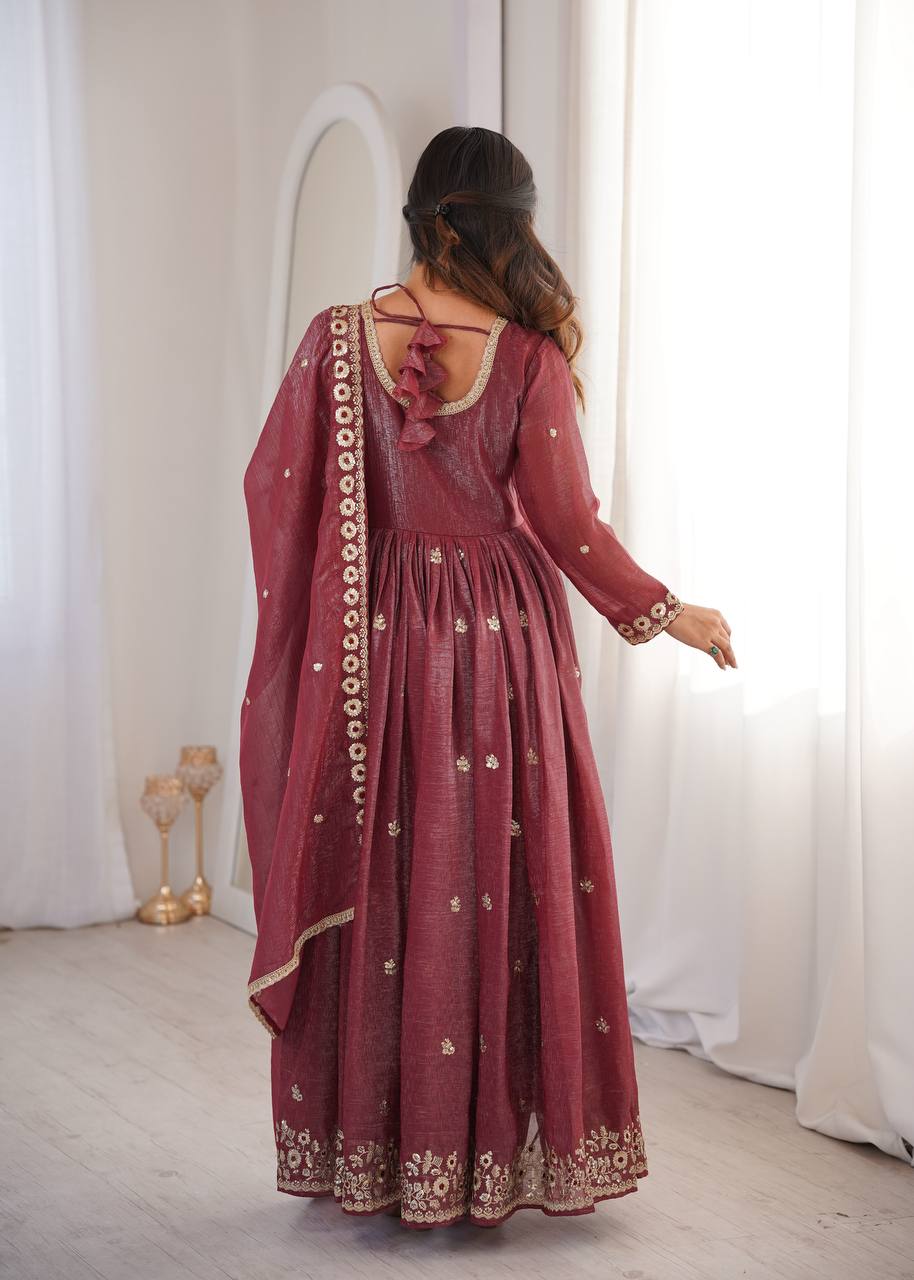 Party Wear Designer Embroidery Sequence Women Gown Pant Dupatta Suit Dress mahezon