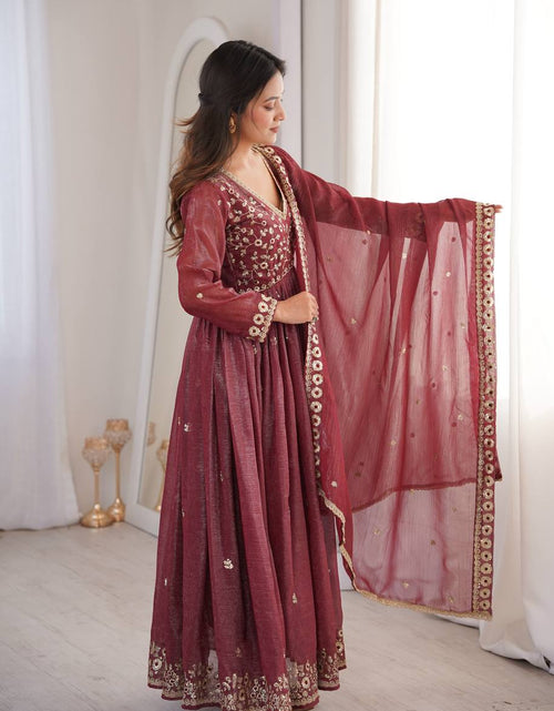 Load image into Gallery viewer, Party Wear Designer Embroidery Sequence Women Gown Pant Dupatta Suit Dress mahezon
