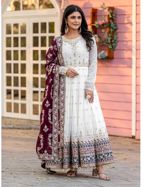 Load image into Gallery viewer, Party Wear Designer Embroidery Sequin Women Gown Dupatta Suit mahezon
