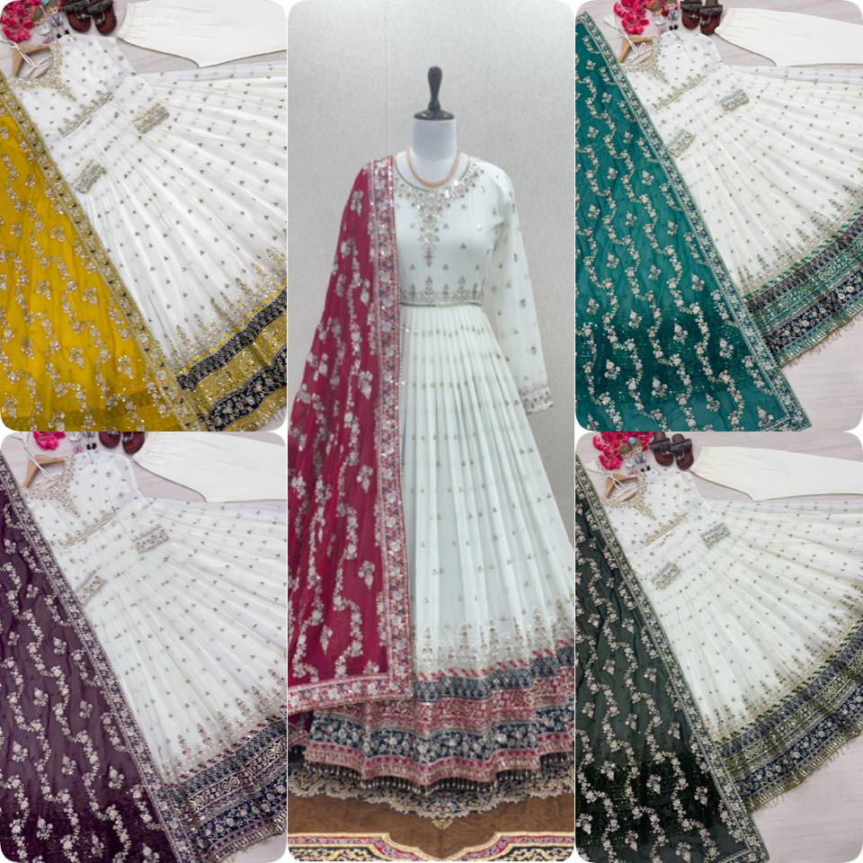 Party Wear Designer Embroidery Sequin Women Gown Dupatta Suit mahezon