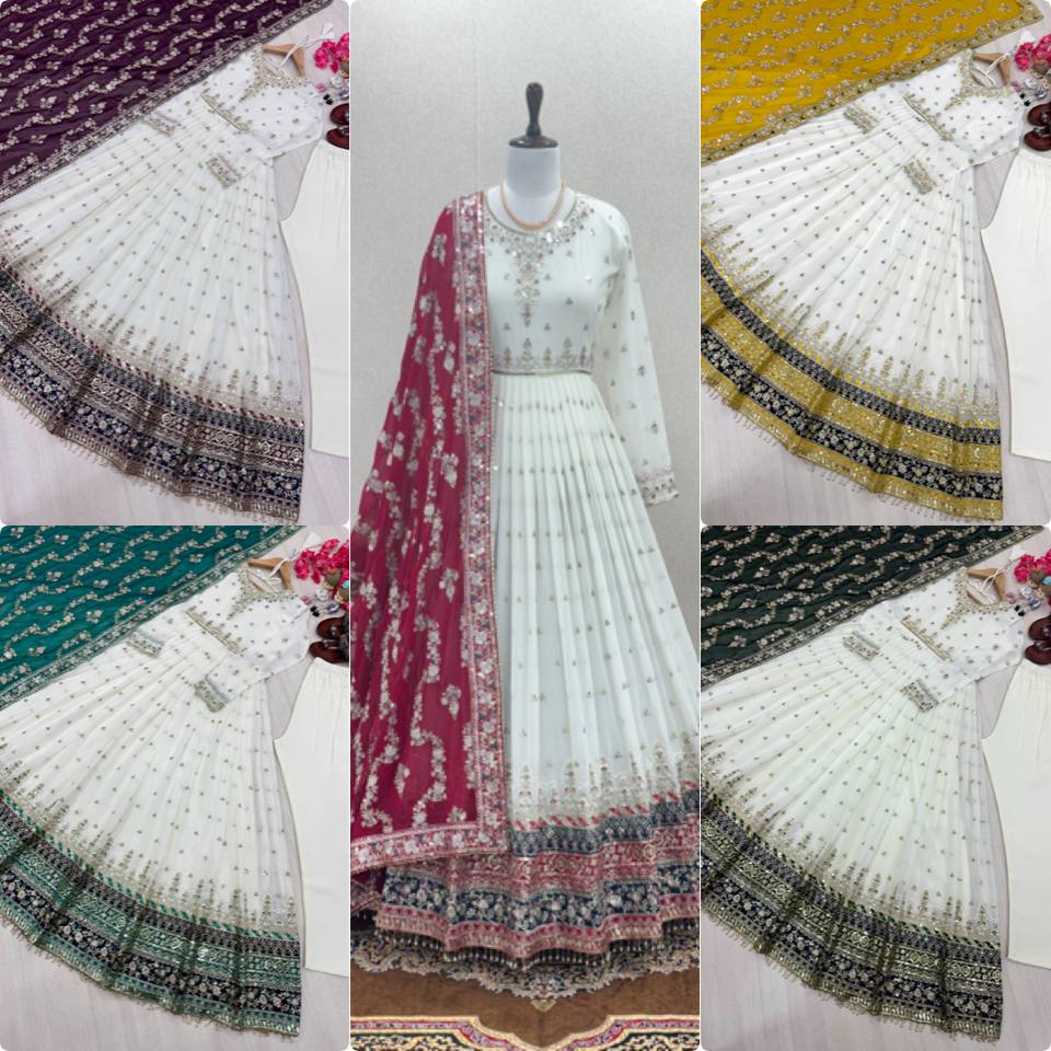 Party Wear Designer Embroidery Sequin Women Gown Dupatta Suit mahezon