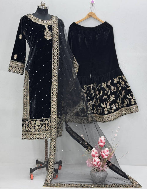 Load image into Gallery viewer, Party Wear Designer Velvet Women Top Sharara Dupatta Royal Export
