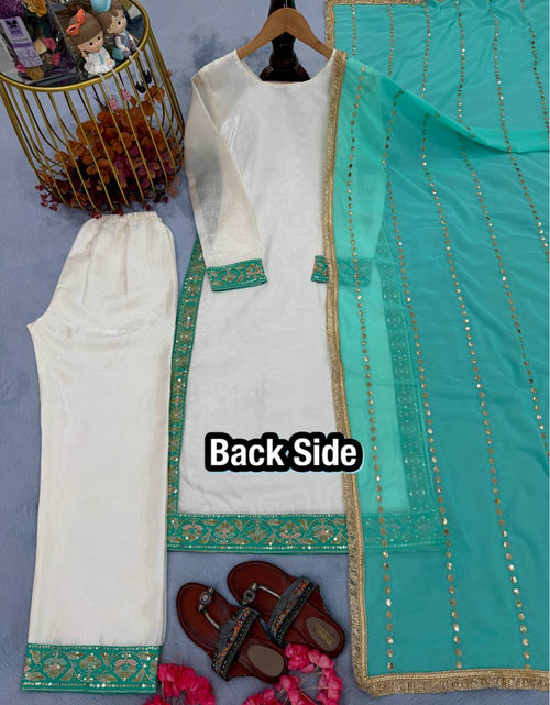 Load image into Gallery viewer, Party Wear Embroidered Women Top Palazzo Dupatta Suit Dress mahezon
