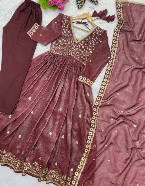 Load image into Gallery viewer, Party Wear Designer Embroidery Sequence Women Gown Pant Dupatta Suit Dress mahezon
